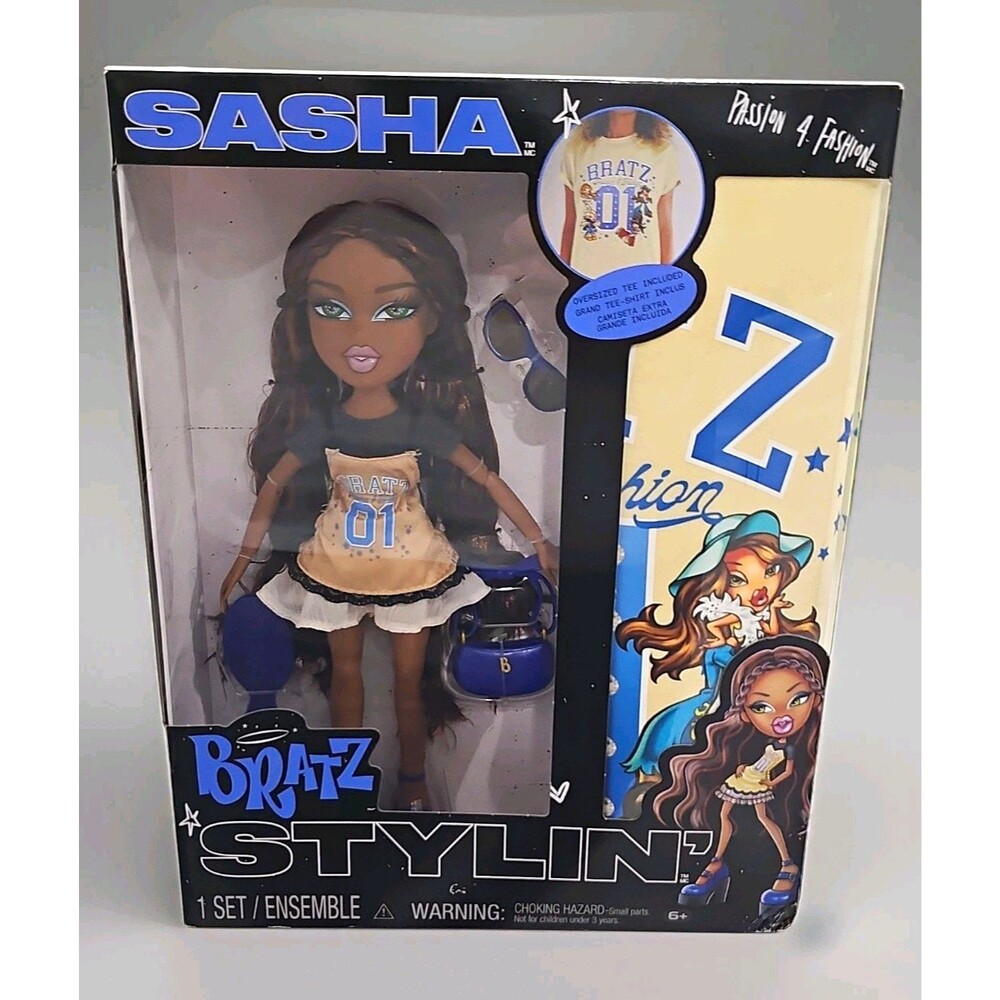 Bratz Stylin' Sasha Doll 2025 MGA Passion 4 Fashion New W/ Oversized Tee NIB